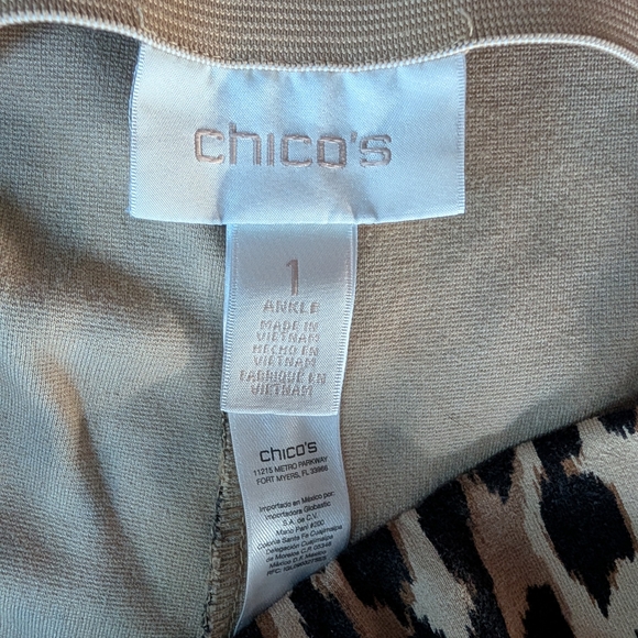 Chico's Leopard-Pattern Ankle Pants in Tan and Black - Picture 3 of 7